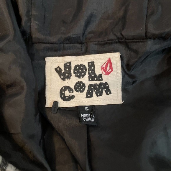 Volcom Jacket Womens Sz S Beige Plaid Cotton 3/4 Sleeve Hooded Button Up Pockets - Picture 5 of 9